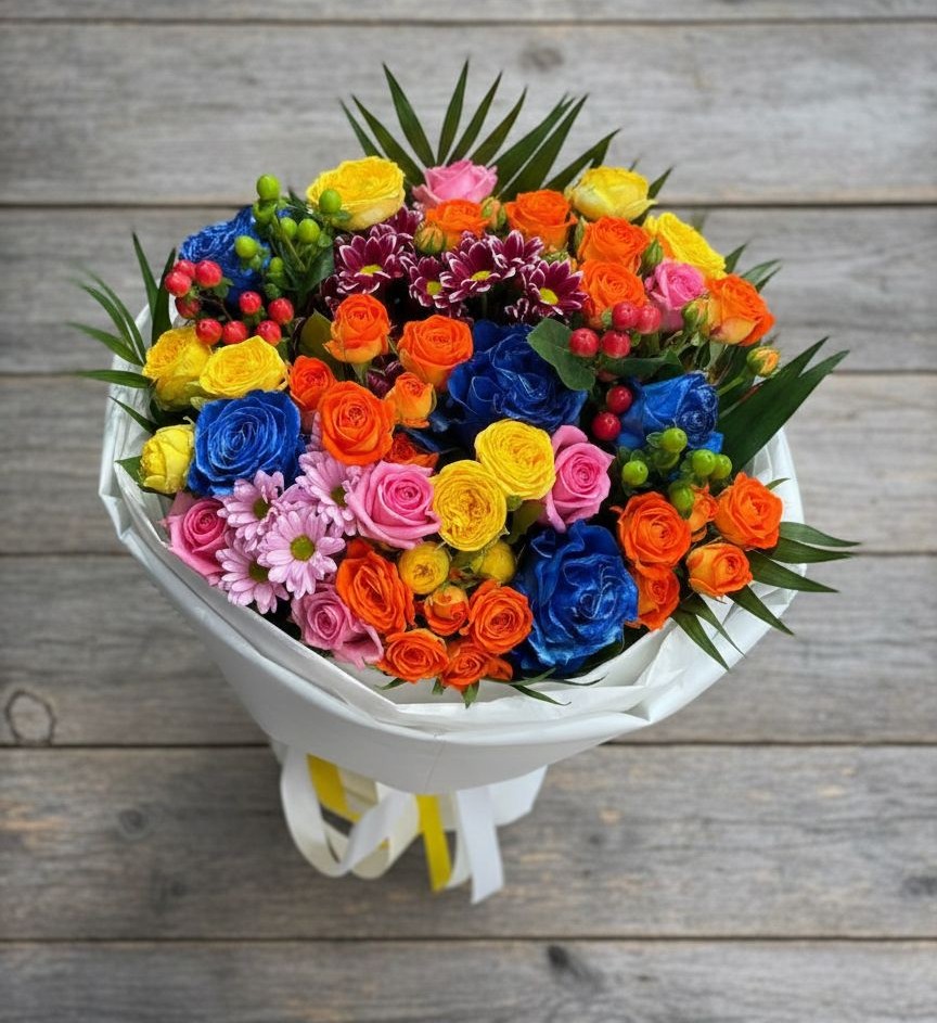 Букет цветов из: Розы и Хризантемы в Псотино