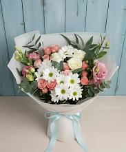 Букет цветов из:  Розы, Лизиантусы и Хризантемы #REPLACE_PRED# Псотино