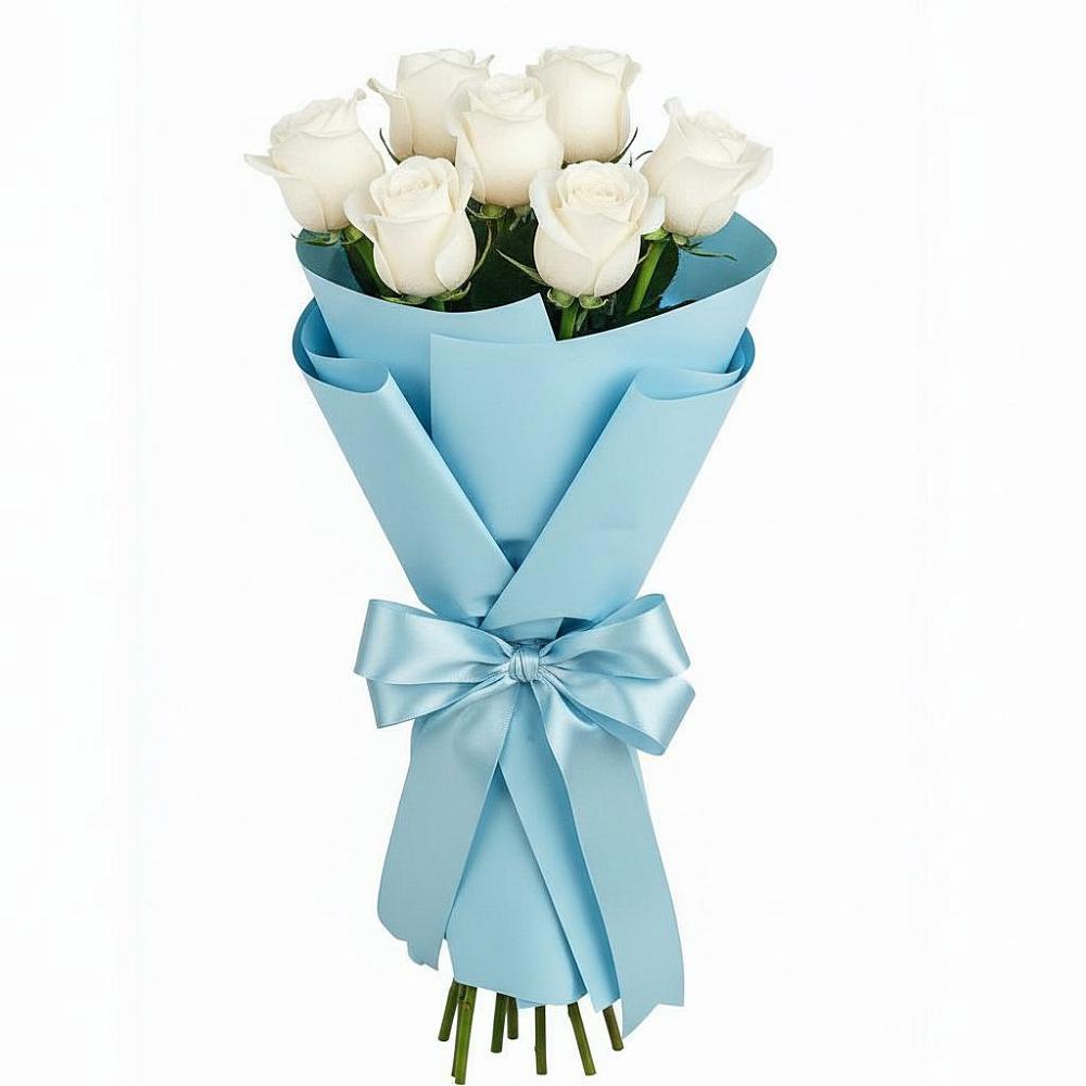 Букет 7 белых роз Проуд в Псотино