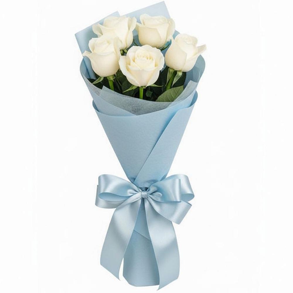 Букет 5 Белых роз Проуд в Псотино