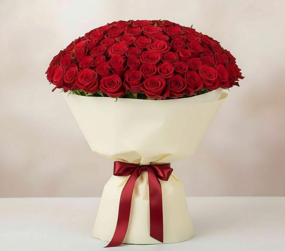Букет 101 Красная роза Милано в Псотино