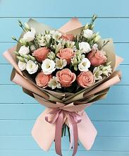 Букет цветов из:  Розы, Альстромерии и Лизиантусы #REPLACE_PRED# Псотино