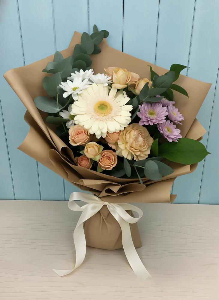 Букет цветов из: Герберы и Хризантемы в Псотино