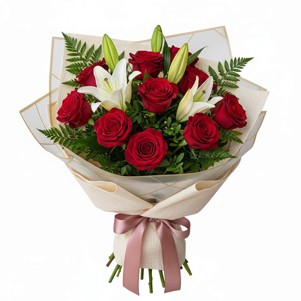 Букет цветов из: Лилии и Розы в Псотино