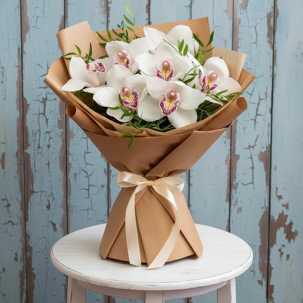 Букет цветов из: Орхидеи и Розы в Псотино