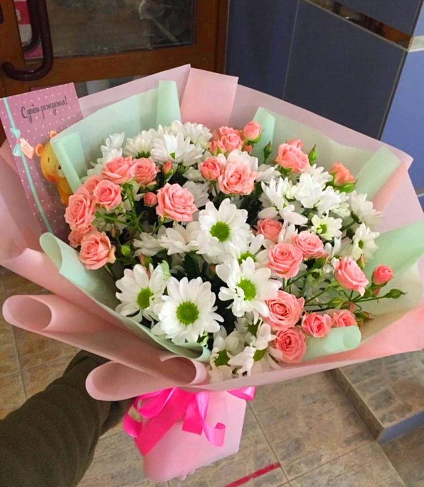 Букет цветов из: Розы и Хризантемы в Псотино