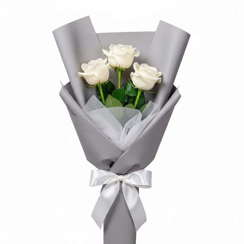 Букет 3 белые розы в Псотино