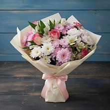 Букет цветов из:  Хризантемы, Альстромерии и Розы в Псотино