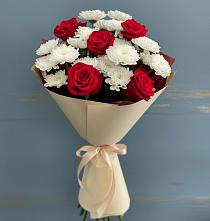 Букет цветов из:  Розы и Хризантемы в Псотино