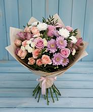 Букет цветов из:  Хризантемы, Розы и Альстромерии #REPLACE_PRED# Псотино