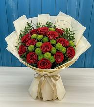 Букет цветов из:  Розы и Хризантемы в Псотино